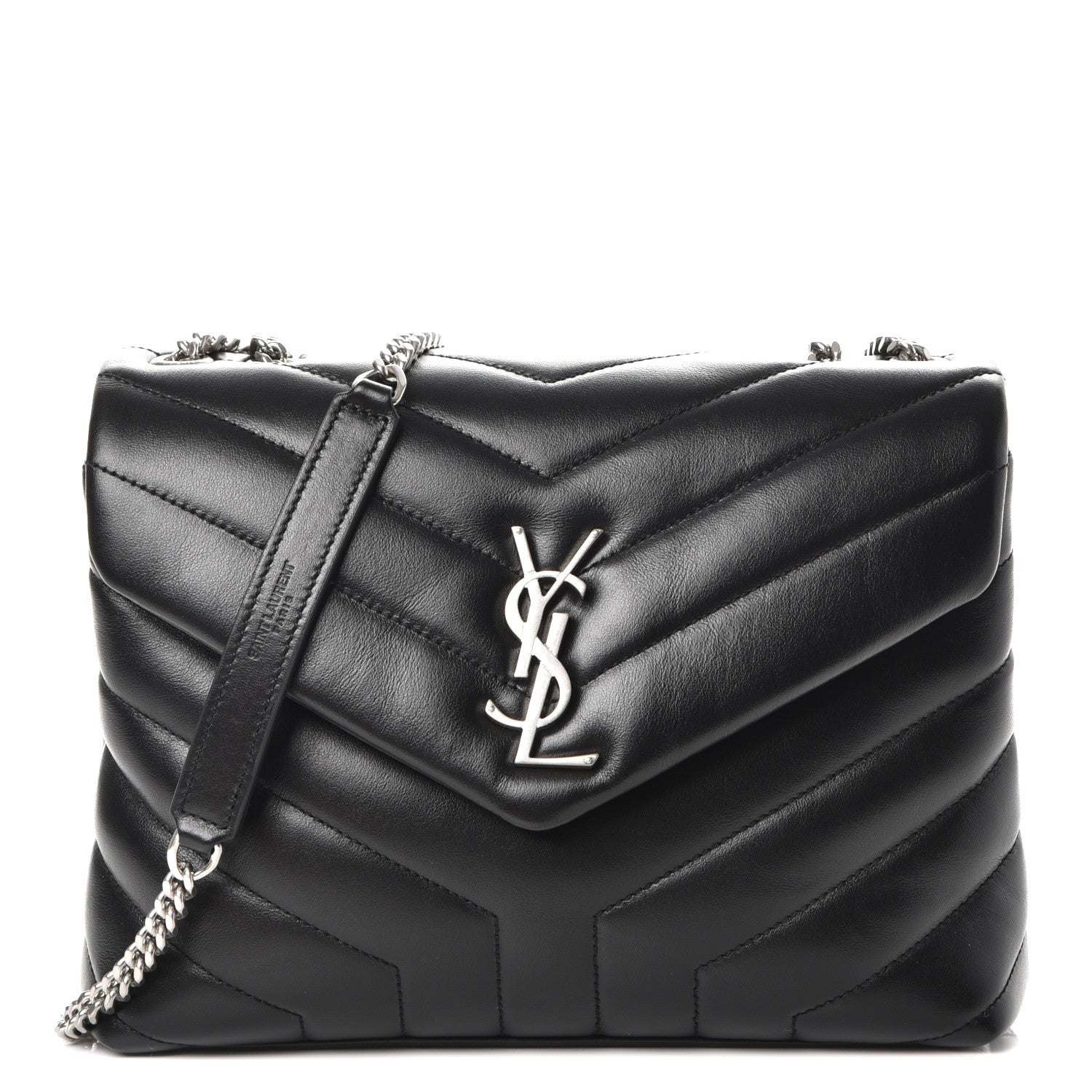 Saint Laurent Calfskin Y Quilted Monogram Small Loulou Chain Satchel Black 1 of 8