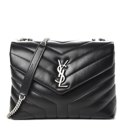 Saint Laurent Calfskin Y Quilted Monogram Small Loulou Chain Satchel Black 1 of 8