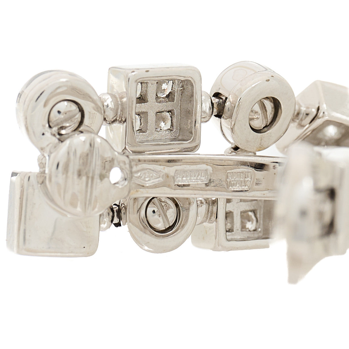 18K White Gold Diamond Lucea 2 Row Drop Clip On Earrings