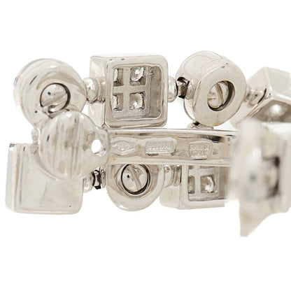 Bulgari 18K White Gold Diamond Lucea 2 Row Drop Clip On Earrings 5 of 5
