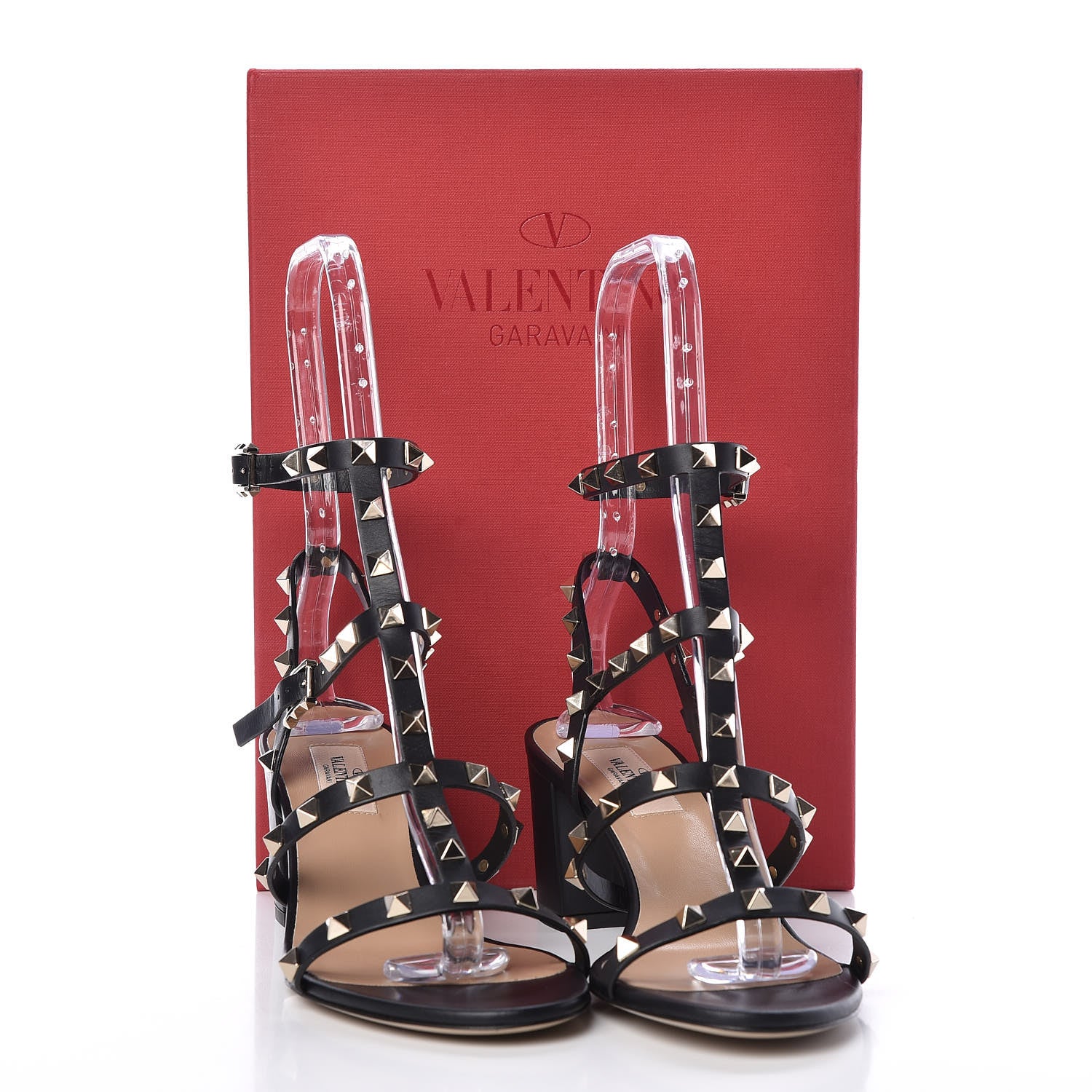 Valentino Garavani Calfskin Rockstud 60mm City Sandals 38.5 Black 7 of 7