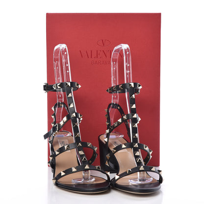 Valentino Garavani Calfskin Rockstud 60mm City Sandals 38.5 Black 7 of 7