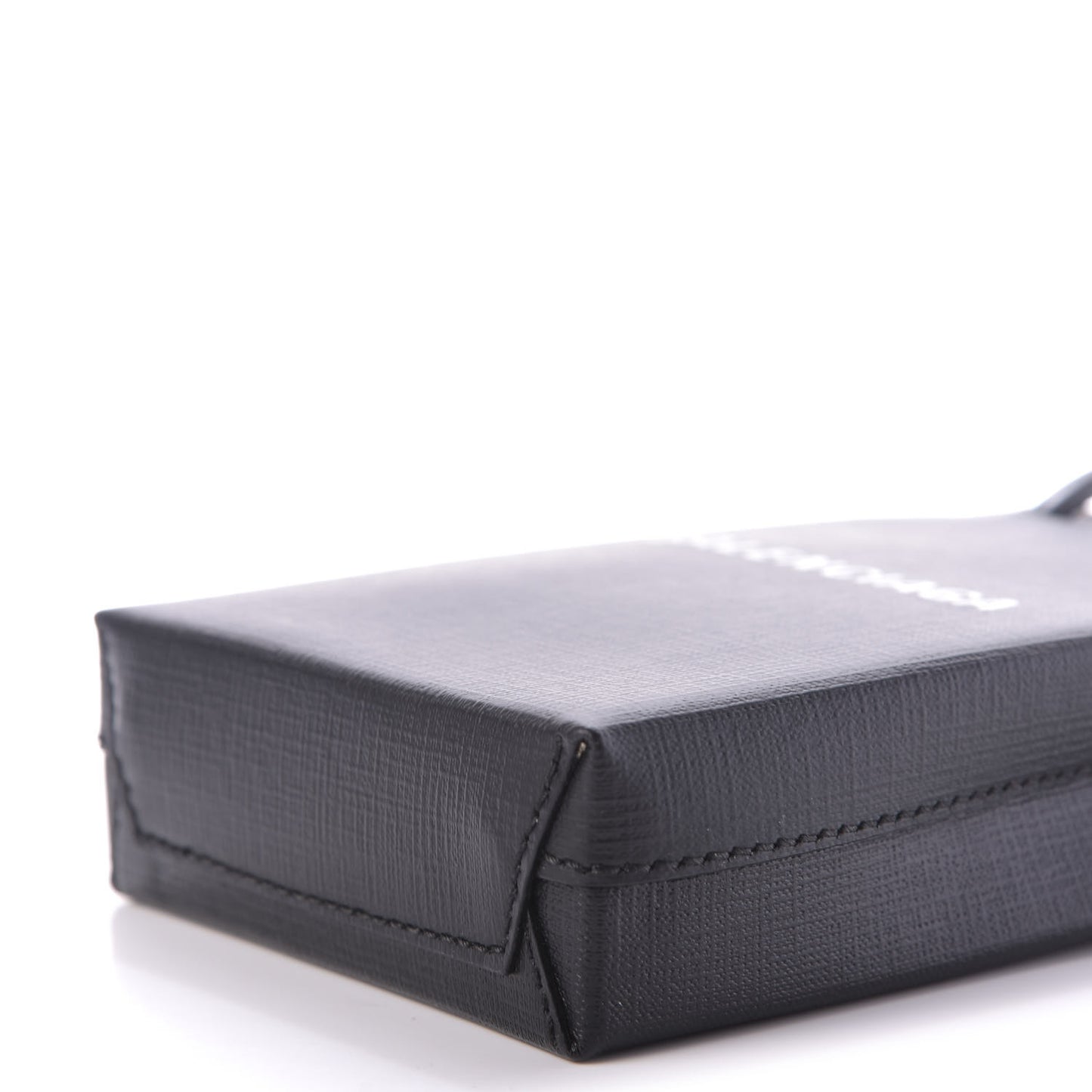 Squared Calfskin Logo Shopping Phone Holder Bag Black