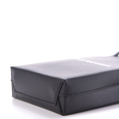 Balenciaga Squared Calfskin Logo Shopping Phone Holder Bag Black 8 of 10