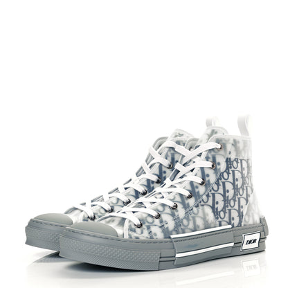 Christian Dior Technical Canvas Oblique Mens B23 High Top Sneakers 44 Blue White 2 of 10