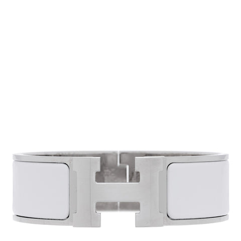 Enamel Wide Clic Clac H Bracelet GM White
