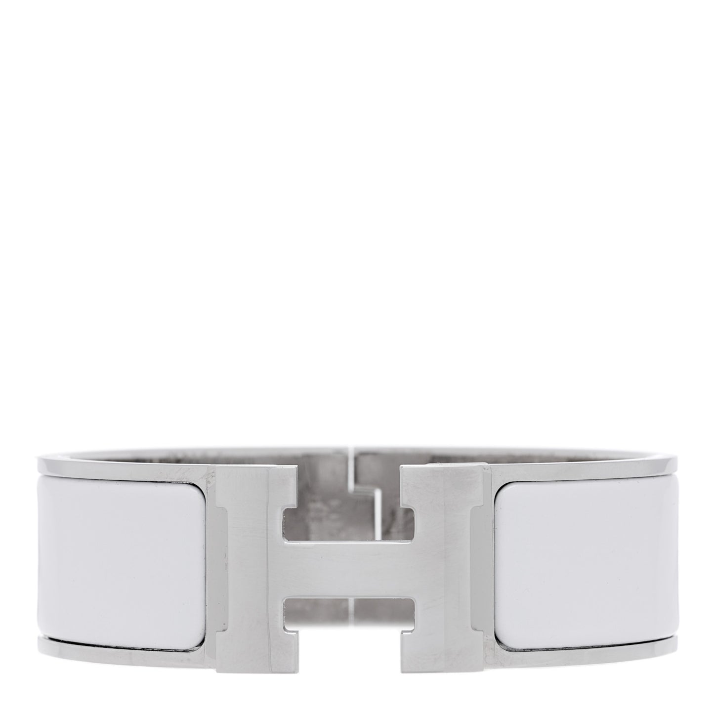 Enamel Wide Clic Clac H Bracelet GM White