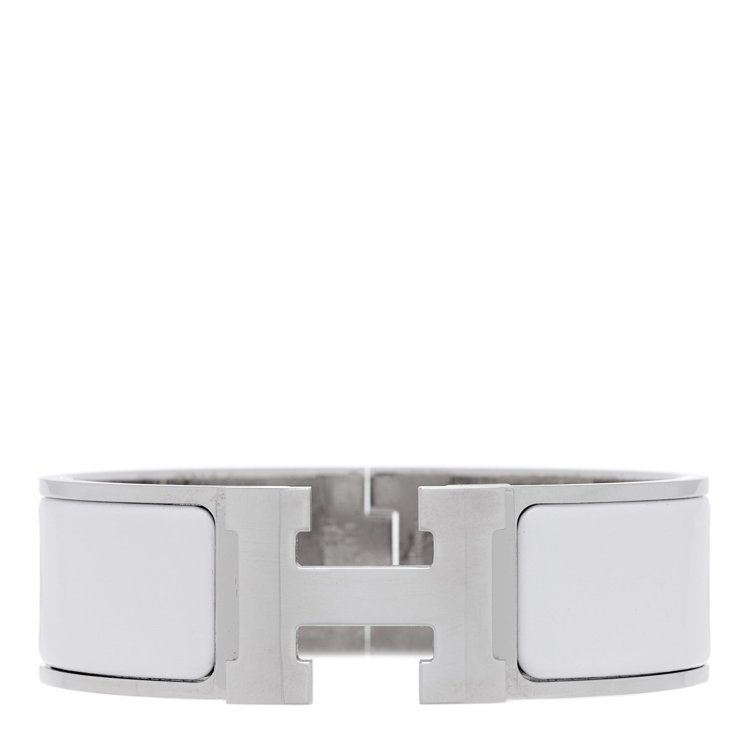 Hermes Enamel Wide Clic Clac H Bracelet GM White 1 of 3