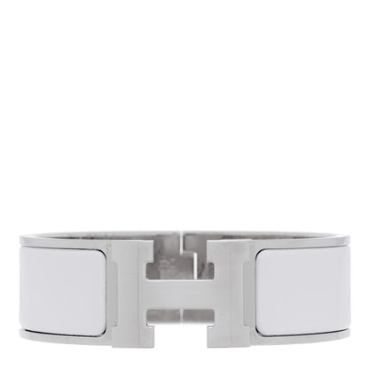 Hermes Enamel Wide Clic Clac H Bracelet GM White 1 of 3