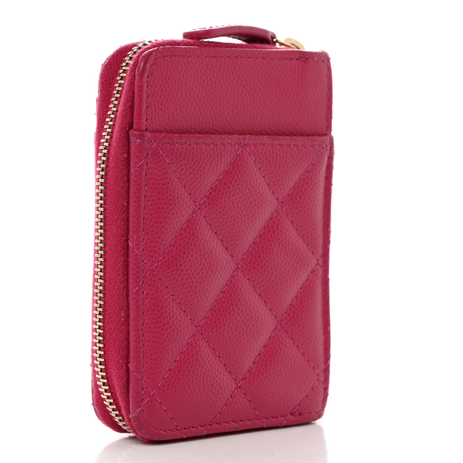 Chanel Caviar Quilted Zip Card Holder Fuchsia 3 of 7