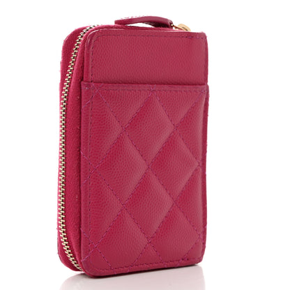 Chanel Caviar Quilted Zip Card Holder Fuchsia 3 of 7