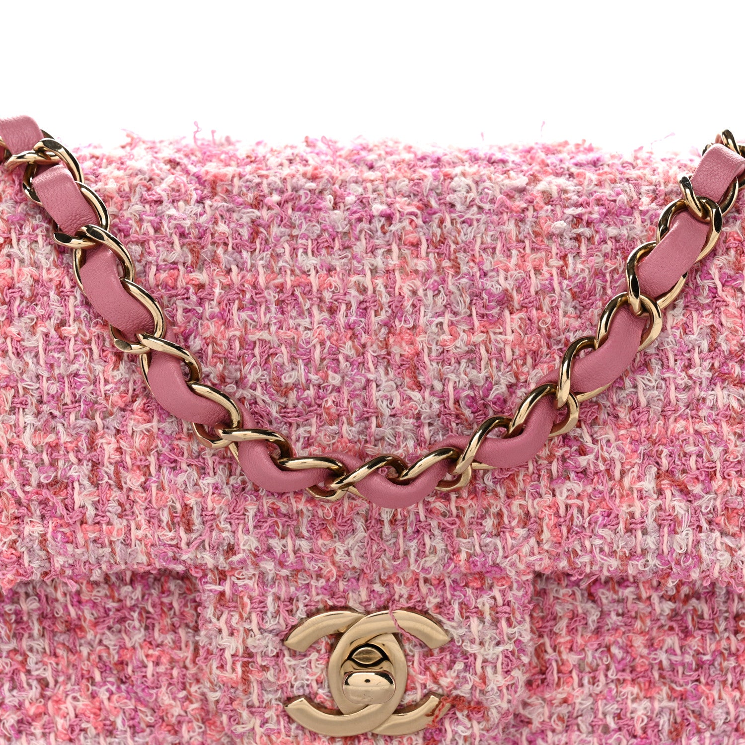 Chanel Tweed Quilted Mini Rectangular Flap Pink 8 of 10