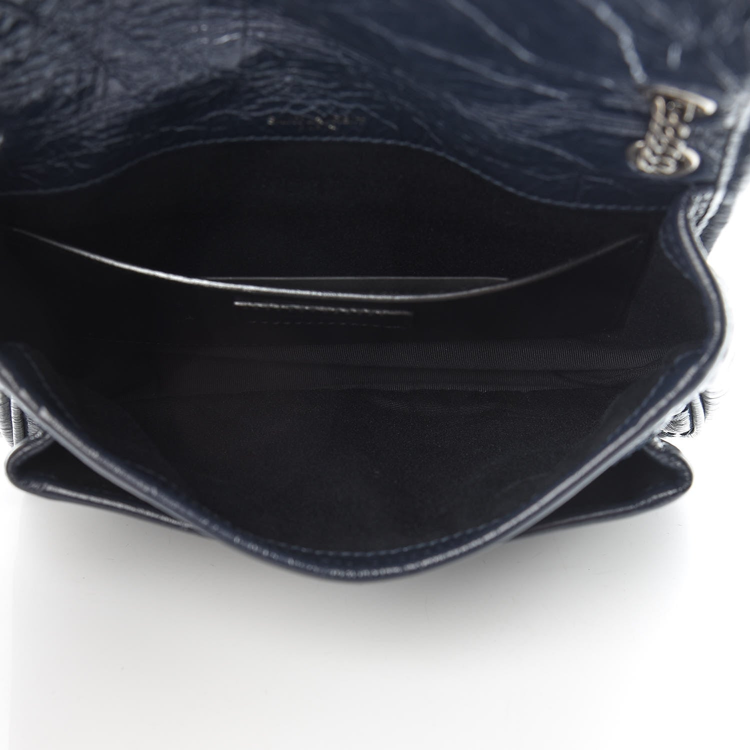 Saint Laurent Crinkled Calfskin Matelasse Monogram Baby Niki Chain Satchel Navy 5 of 11