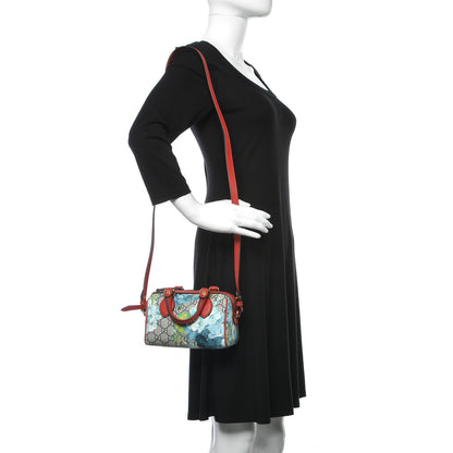 Gucci GG Supreme Monogram Blooms Mini Boston Navy Blue Hibiscus 2 of 10