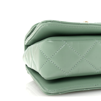 Chanel Shiny Calfskin Quilted Mini Metal Top Handle Flap Light Green 9 of 10