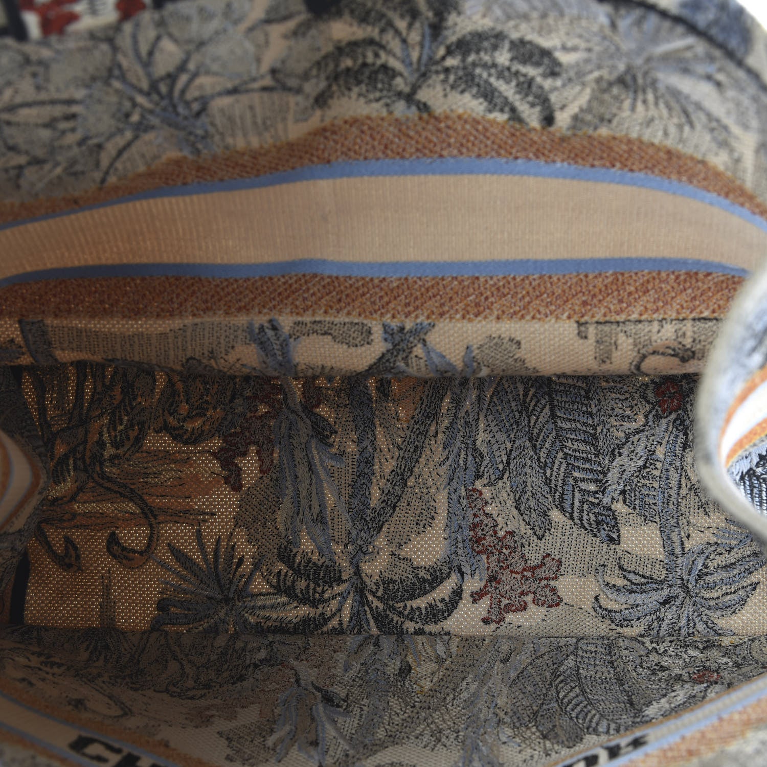Christian Dior Canvas Embroidered Toile De Jouy Tropicalia Book Tote Denim Blue 4 of 10