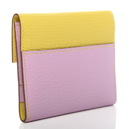 Hermes Chevre Mysore Mini Clic Card Holder Mauve Sylvestre Jaune de Naples 3 of 8