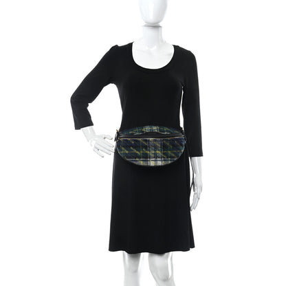 Balenciaga Wool Plaid Diagonal Allover Logo Matelasse XS Souvenir Belt Bag Green Blue Yellow 3 of 10