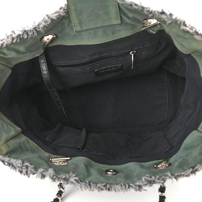 Chanel Canvas Stitched Tweed Large Tote Dark Green 5 of 9