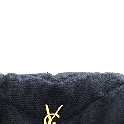 Saint Laurent Canvas Quilted Toy Loulou Puffer Monogram Chain Satchel Deep Marine 12 of 12