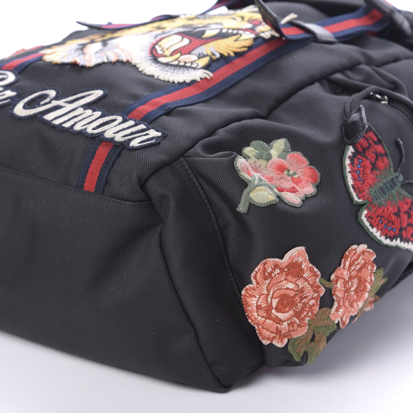 Techno Canvas Web L'Aveugle Par Amour Embroidered Double Buckle Backpack Black