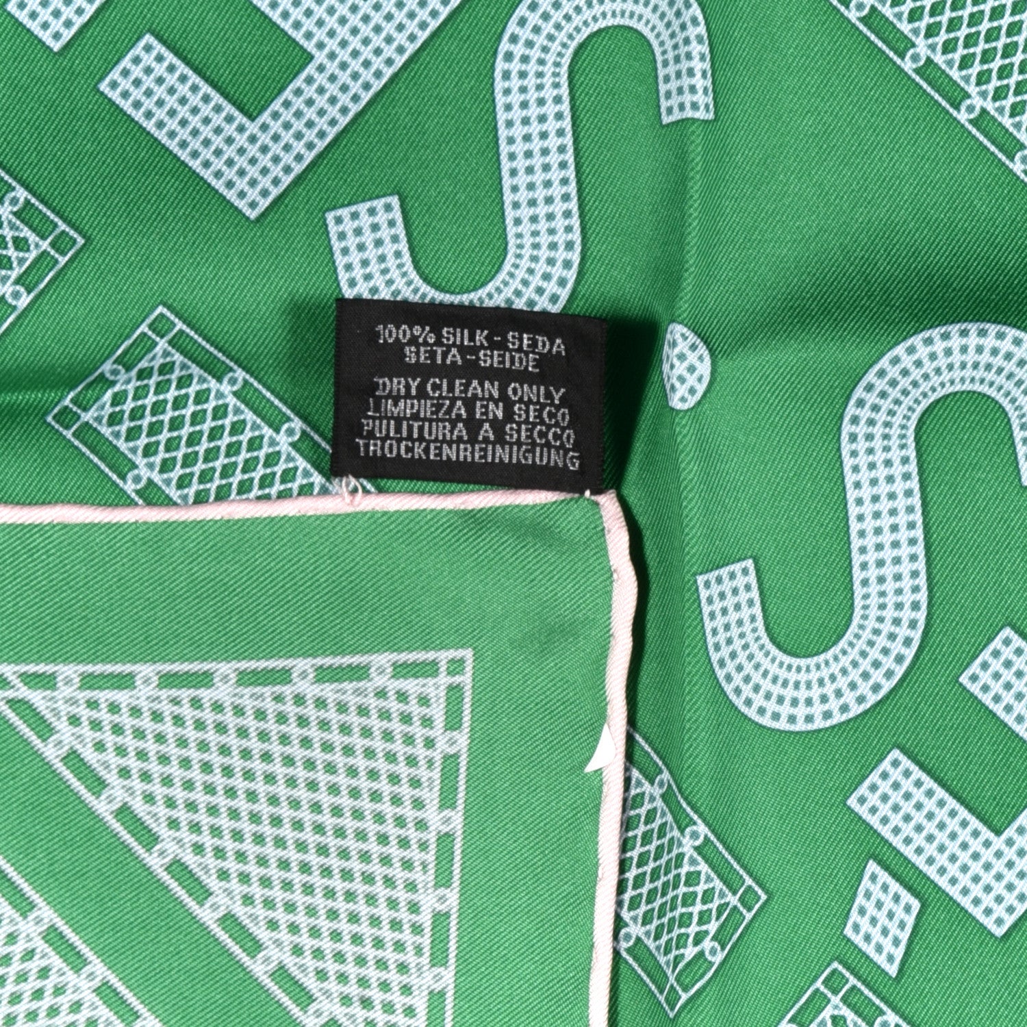 Hermes Silk Gavroche Sellier Pocket Square Scarf Vert Rose 4 of 4