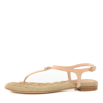 Chanel Kid Suede Crystal Dubai CC Thong Sandals 36 Light Pink 1 of 7