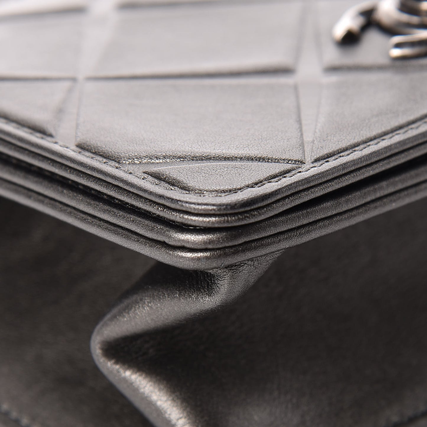 Metallic Calfskin Mini Propeller Flap Charcoal