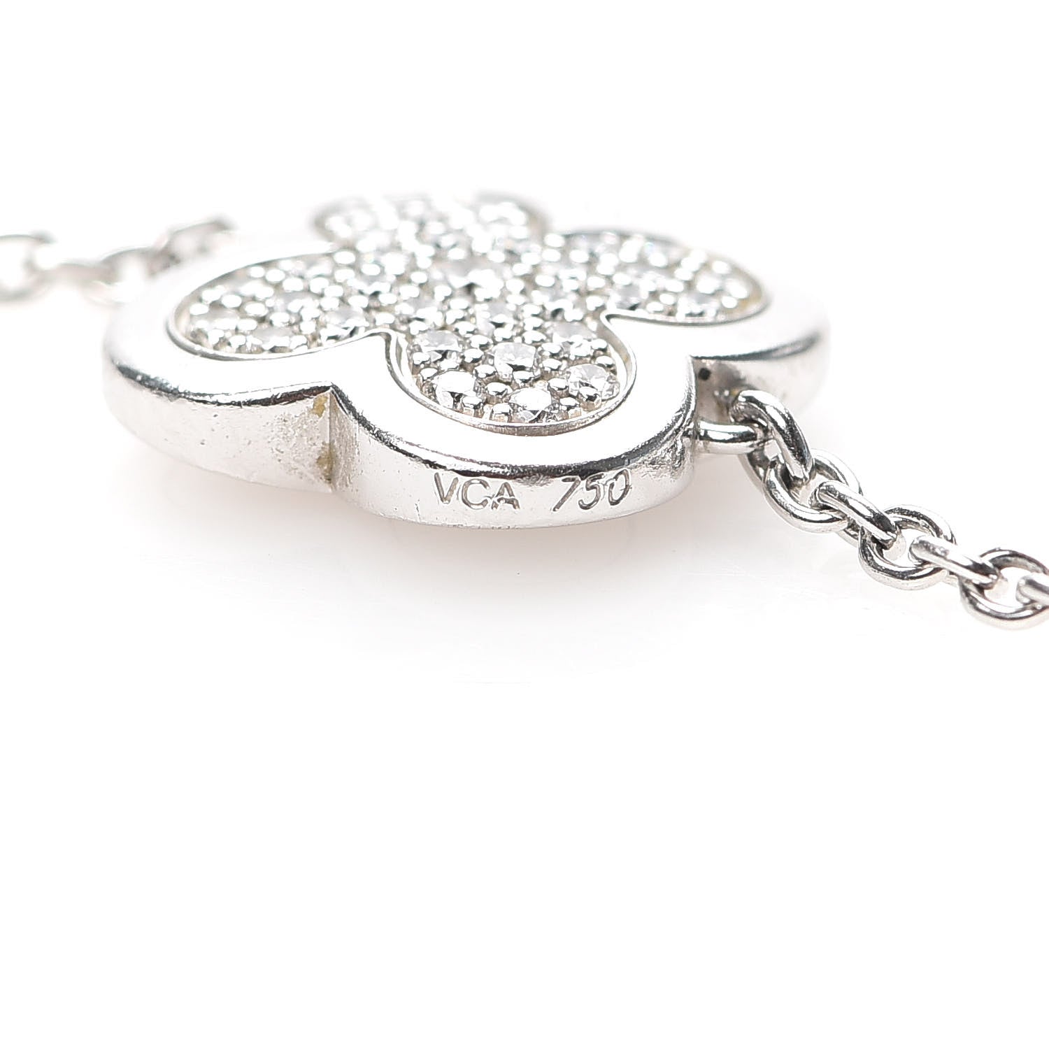 Van Cleef & Arpels 18K White Gold Diamond Pure Alhambra Pendant Necklace 5 of 6