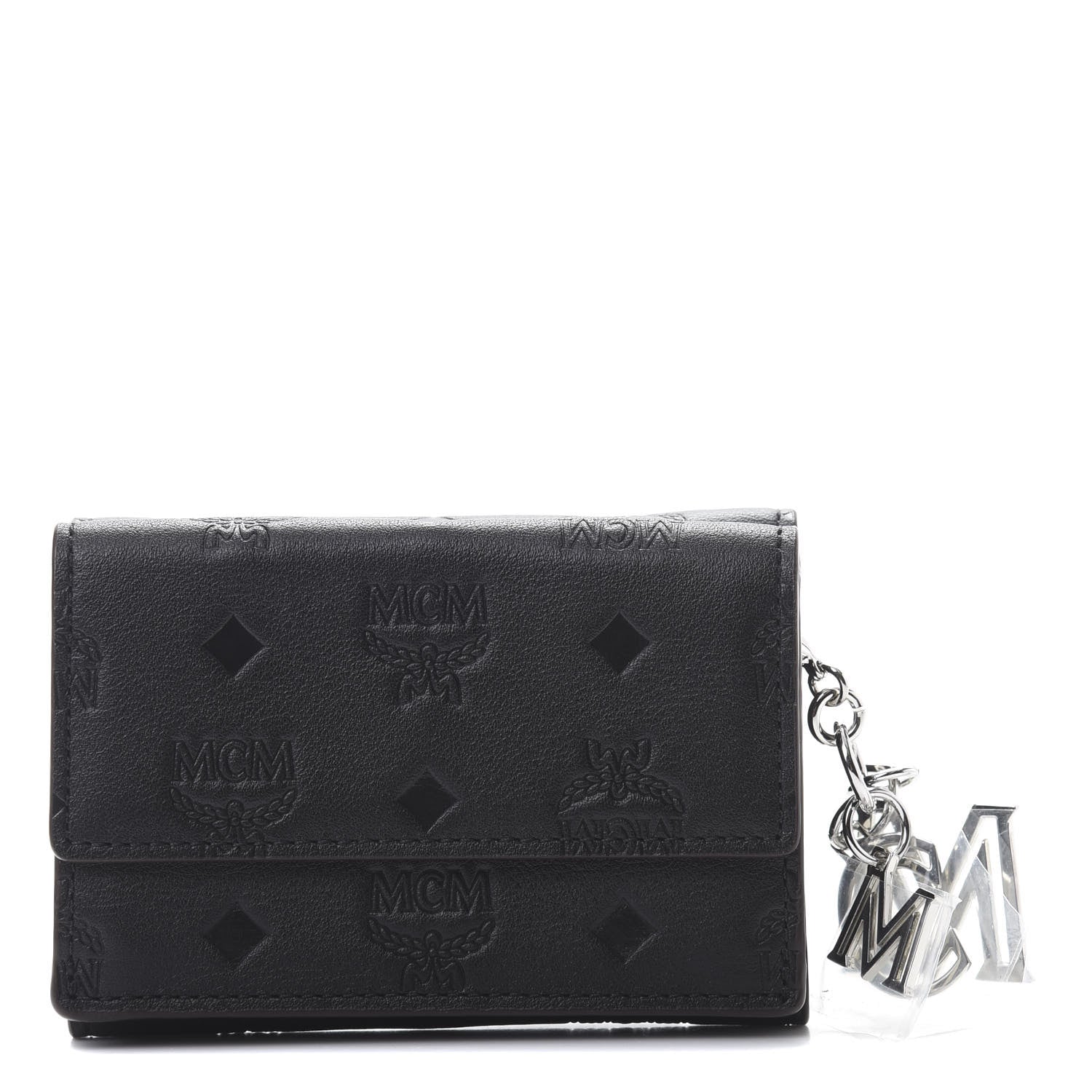 MCM Calfskin Ottomar Monogram Tri-Fold Wallet Black 1 of 8