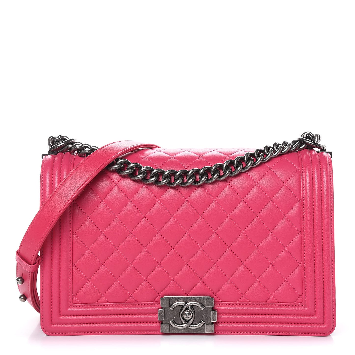 Lambskin Quilted New Medium Boy Flap Pink