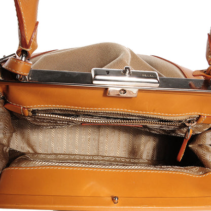 Prada Jacquard Logo Frame Shoulder Bag Corda Cuoio 9 of 10