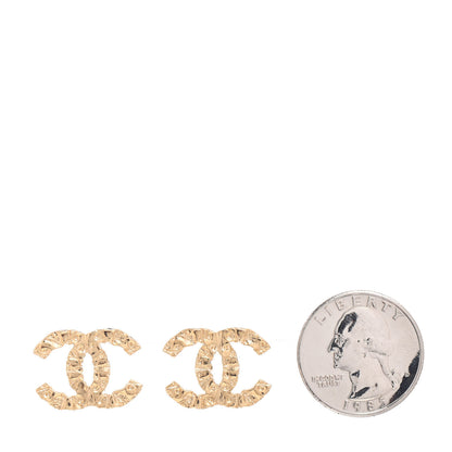Chanel Metal Textured CC Earrings Gold 2 of 4