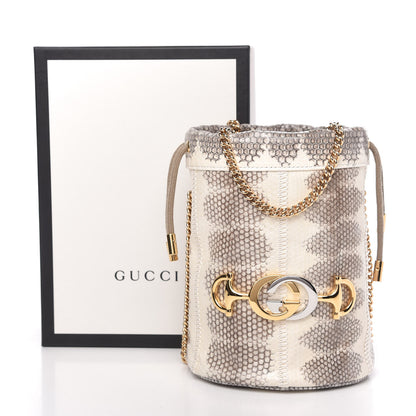 Gucci Snakeskin Mini Zumi Bucket Bag Grey 10 of 10