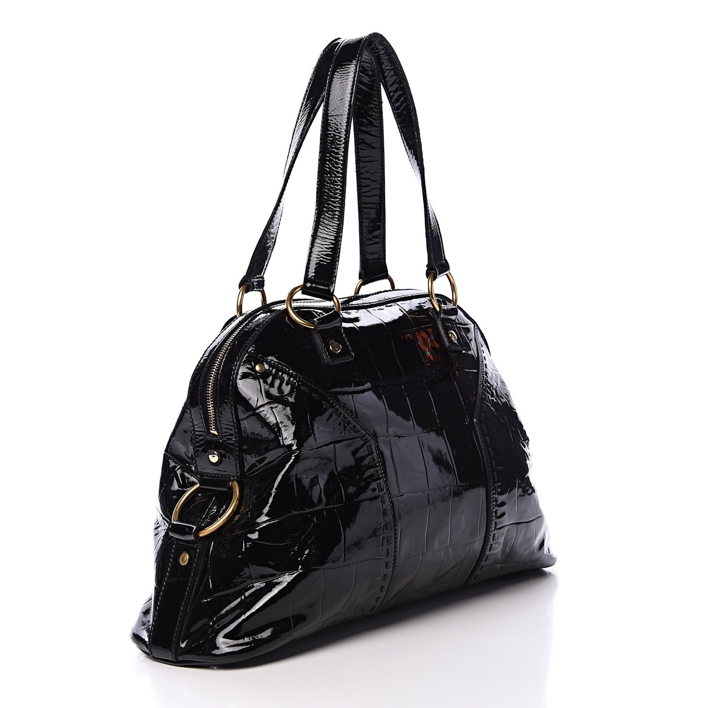 Crocodile Embossed Patent Large Muse Black
