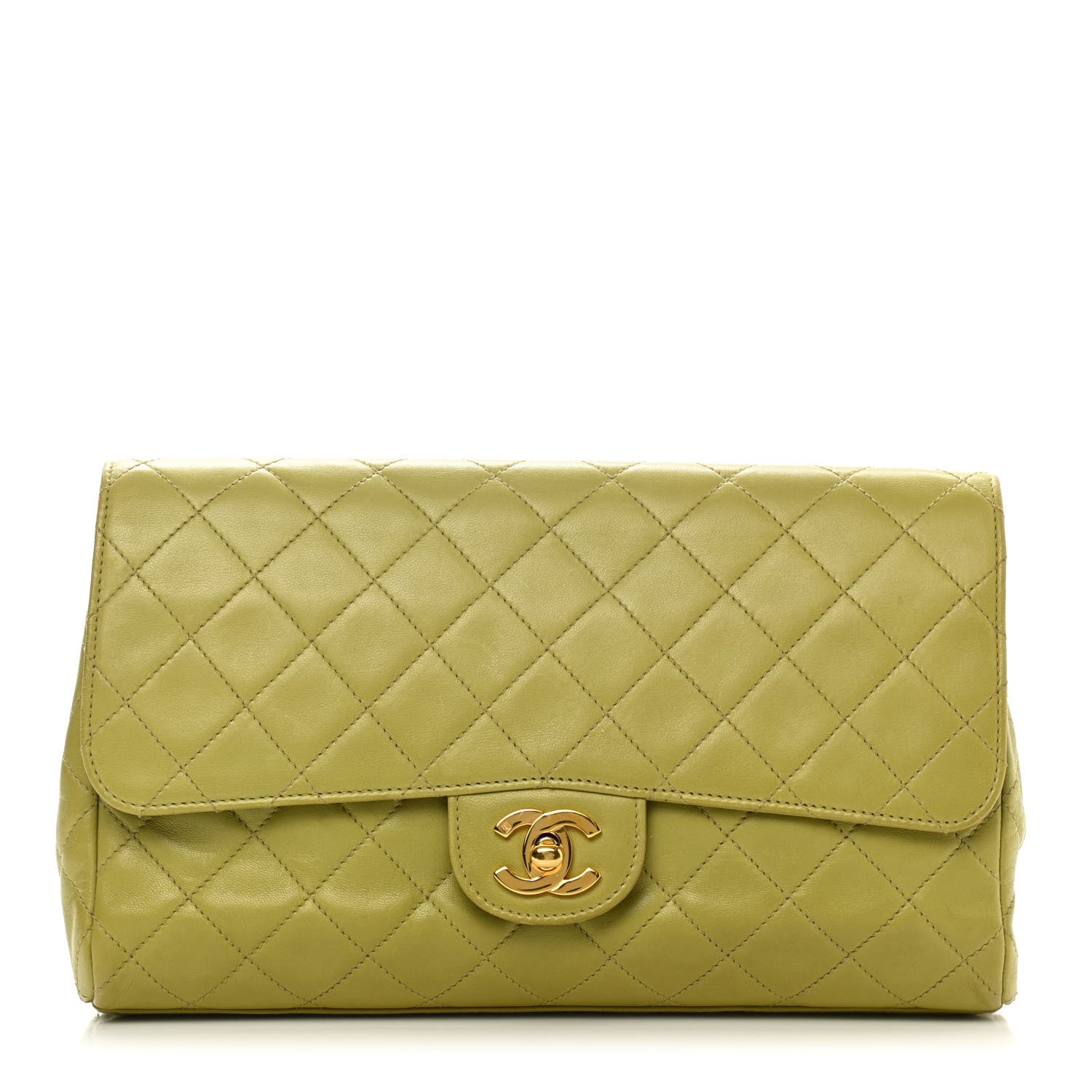 Chanel Lambskin Quilted Flap Clutch Light Green 1 of 11
