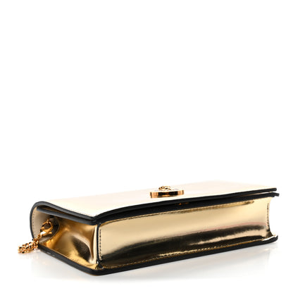 Versace Patent Metallic Crystal Medusa Clutch On Chain Gold 4 of 9