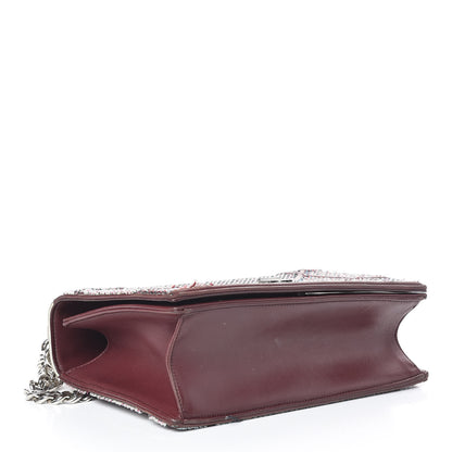 Christian Dior Tweed Calfskin Medium Diorama Flap Bag Burgundy Multicolor 4 of 16