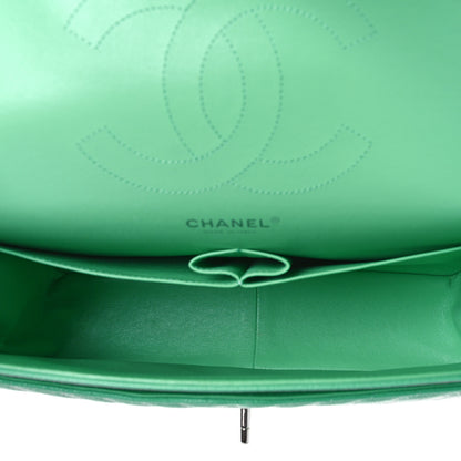 Chanel Caviar Chevron Quilted Jumbo Double Flap Green 4 of 8