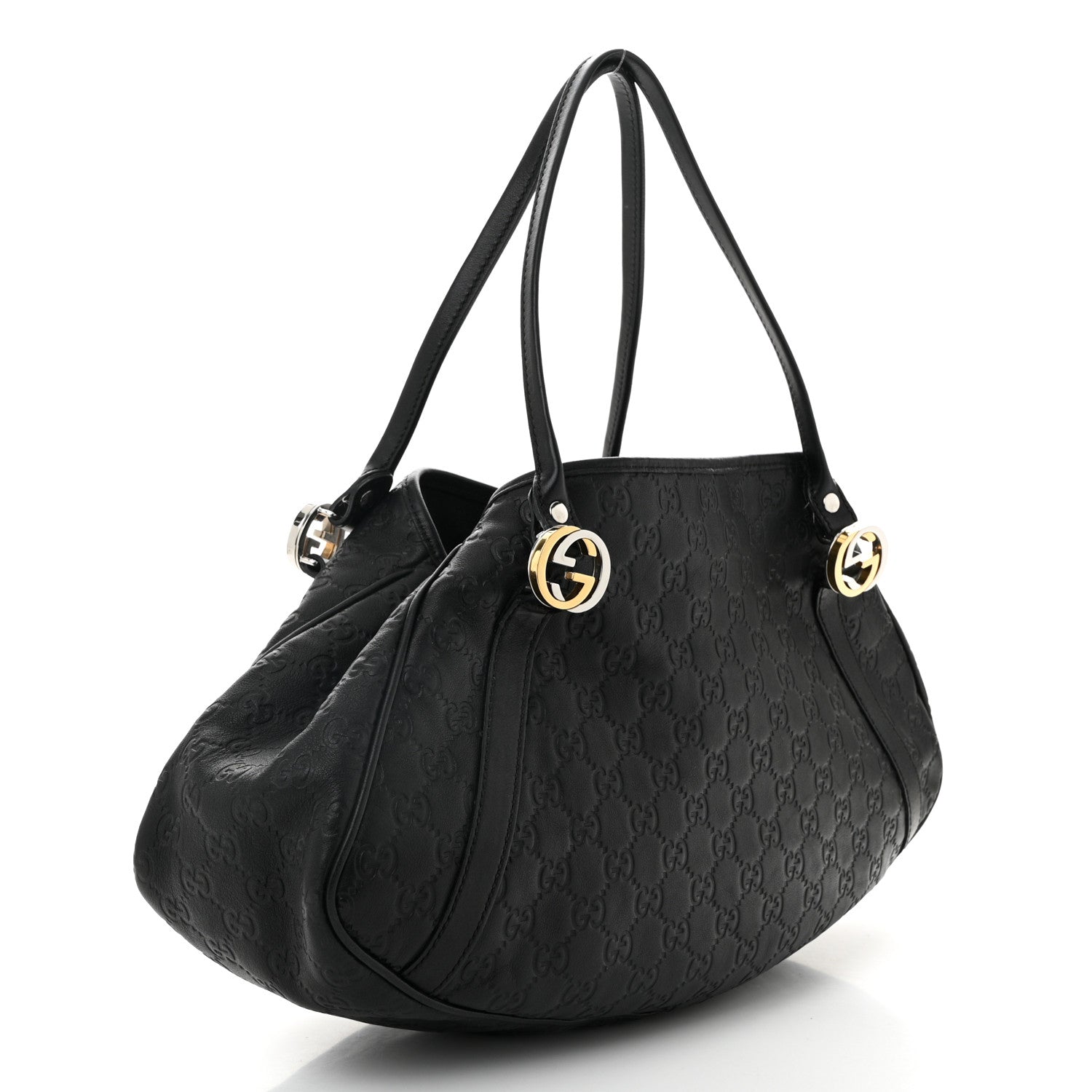 Gucci Guccissima Medium GG Twins Shoulder Bag Black 3 of 11