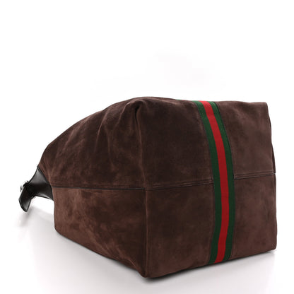 Gucci Suede Textured Dollar Calfskin Web Medium Jackie 1961 Crossbody Bag Brown 5 of 13