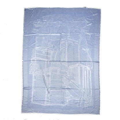 Louis Vuitton Cashmere Silk Steamer Shawl Blue 3 of 6