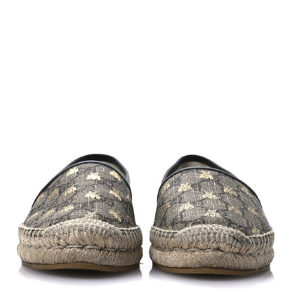 Gucci GG Supreme Monogram Bees Espadrille Flats 37.5 Beige Ebony Oro Black 3 of 9