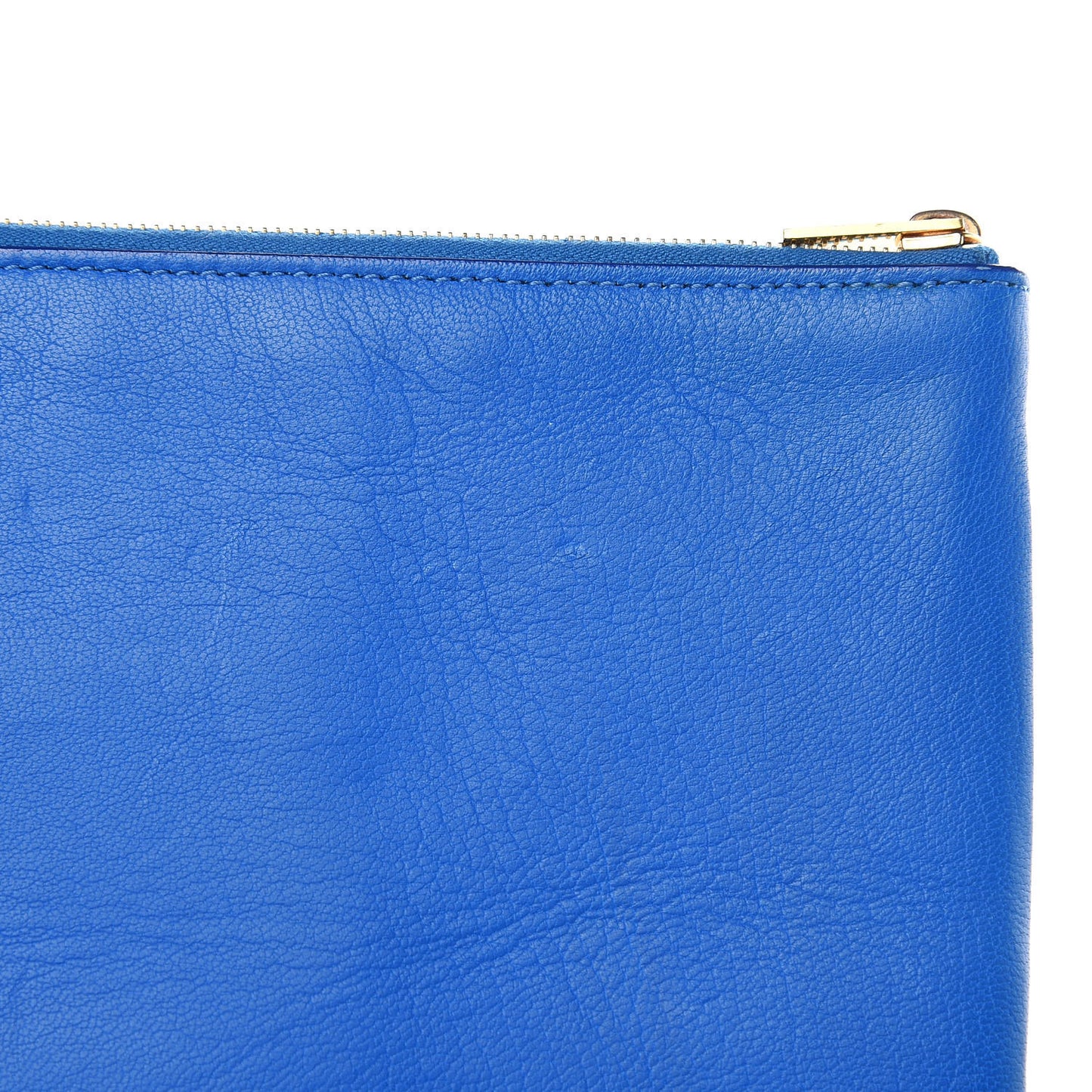 Lambskin Bi-Color Solo Clutch Pouch Bright Blue Peacock