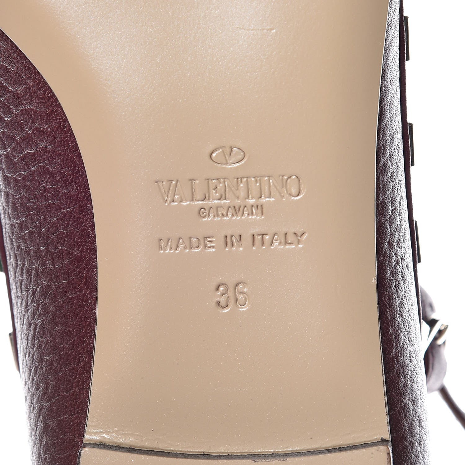 Valentino Garavani Pebbled Calfskin Rockstud Cage Ballerina Flats 36 Rubin 6 of 8