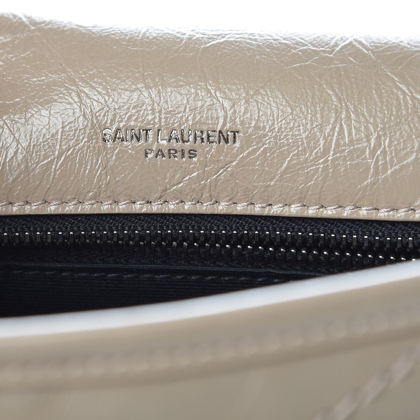 Crinkled Calfskin Matelasse Monogram Medium Niki Chain Satchel Light Taupe