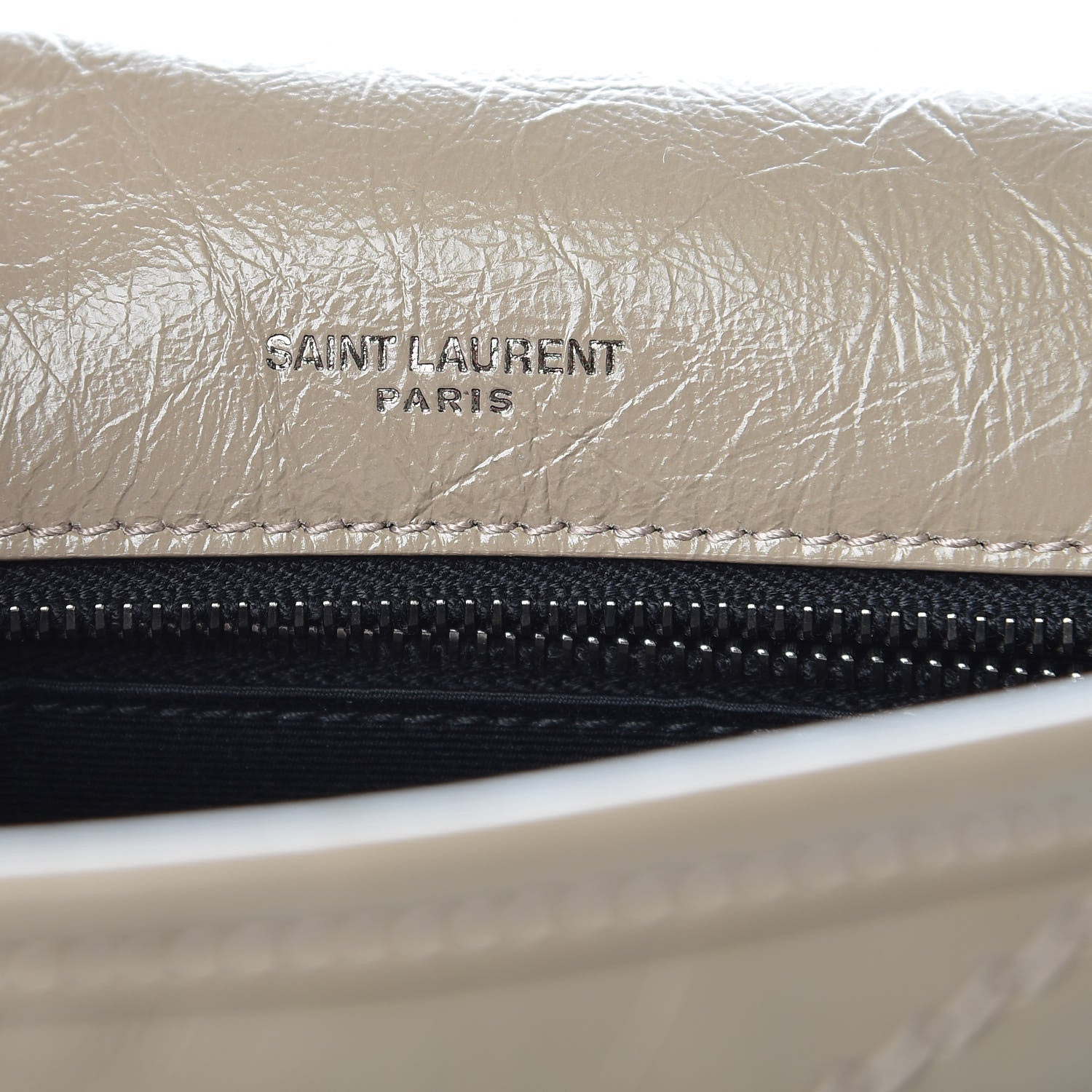 Saint Laurent Crinkled Calfskin Matelasse Monogram Medium Niki Chain Satchel Light Taupe 6 of 11