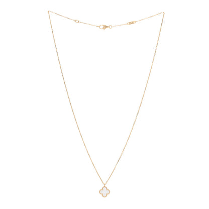 Van Cleef & Arpels 18K Yellow Gold Mother of Pearl Sweet Alhambra Pendant Necklace 3 of 4