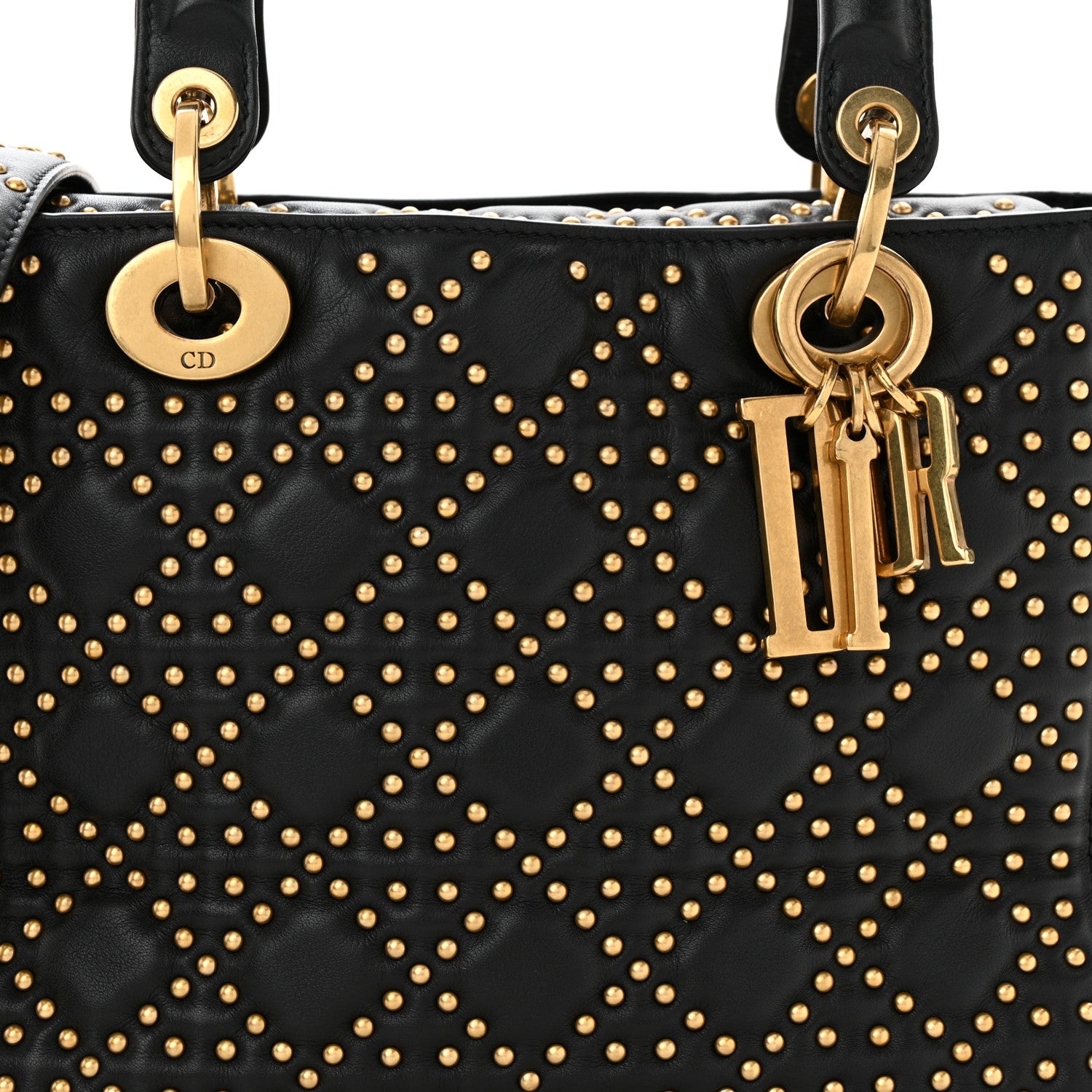 Christian Dior Calfskin Cannage Studded Medium Supple Lady Dior Black 8 of 11