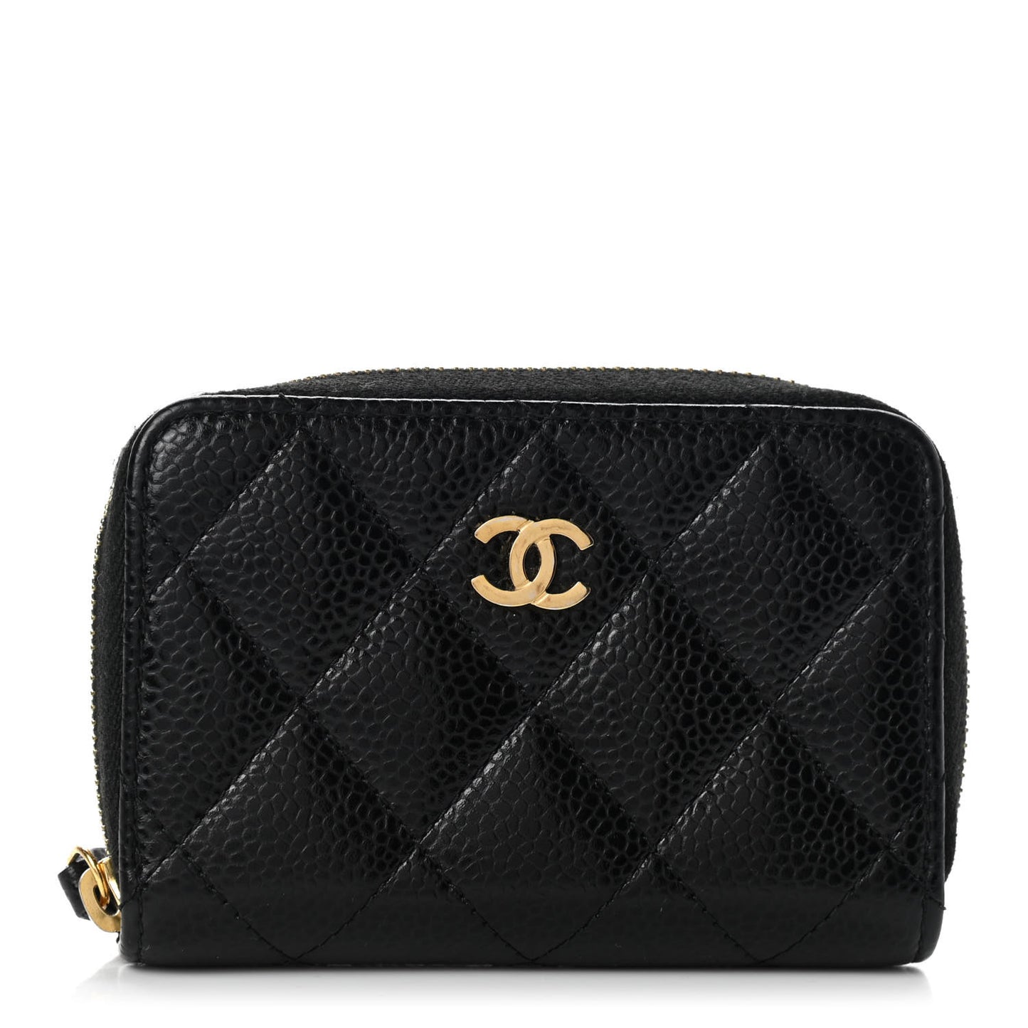 Caviar Quilted Zip Coin Purse Black
